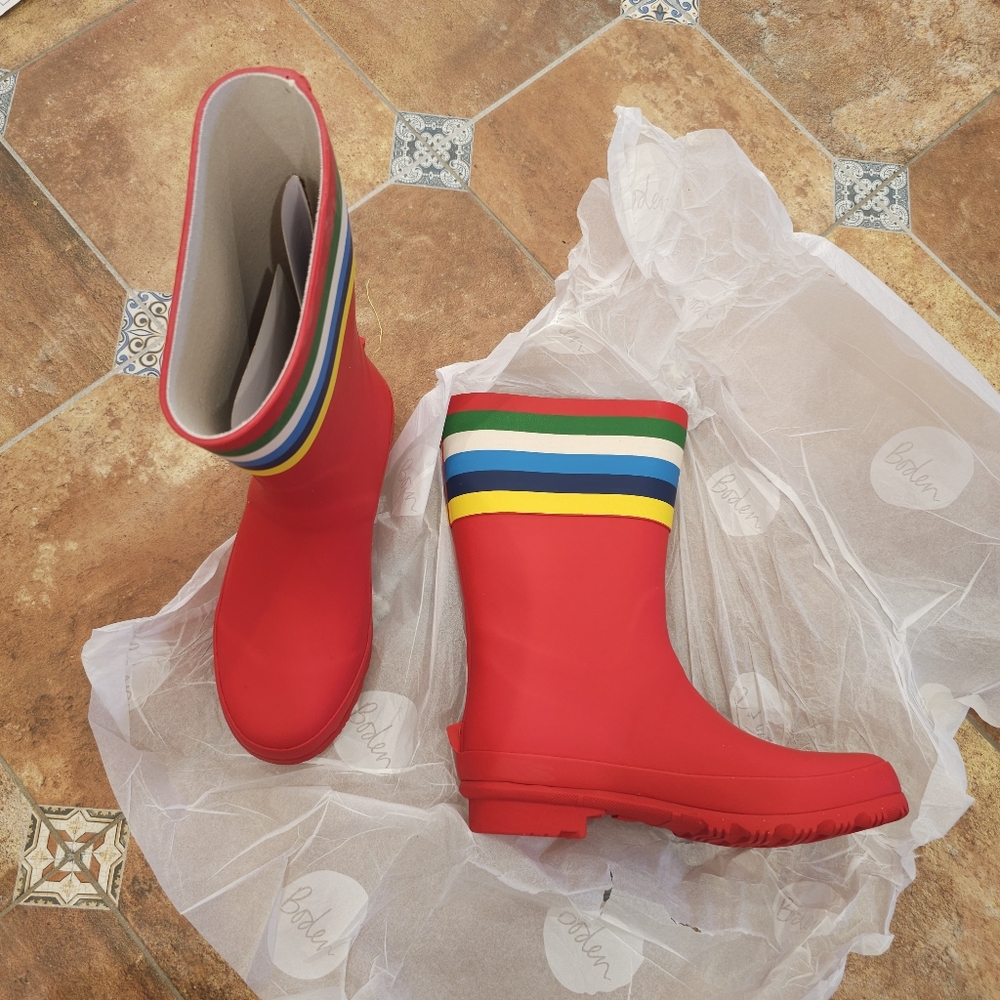 Kids mini boden rainbow striped red rainboots wellies size 36 - Picture 5 of 5